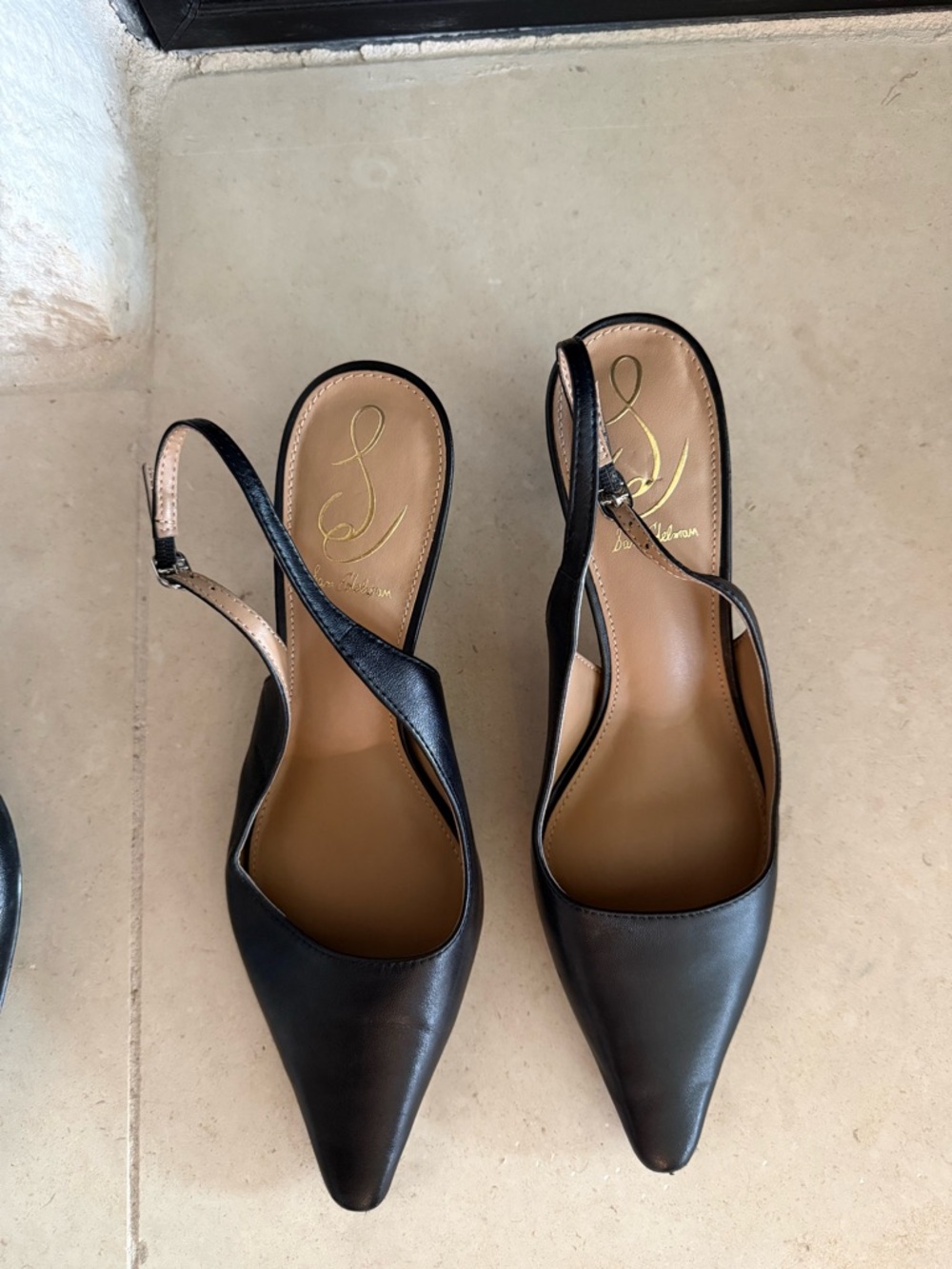 Black Slingback Pointed-Toe Pumps - Sam Edelman